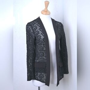 Molly Bracken | Black elegant lace cardigan/ sheer blazer